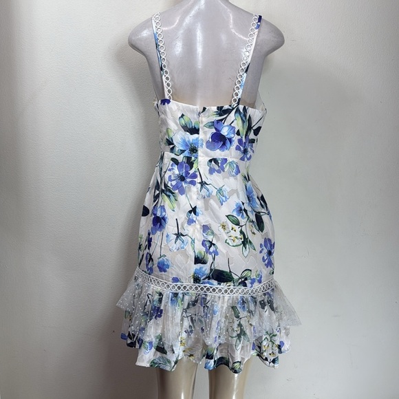 (T6) NEW Foxiedox Ressie Blue Floral Dress with Ruffles Size S - Picture 6 of 16